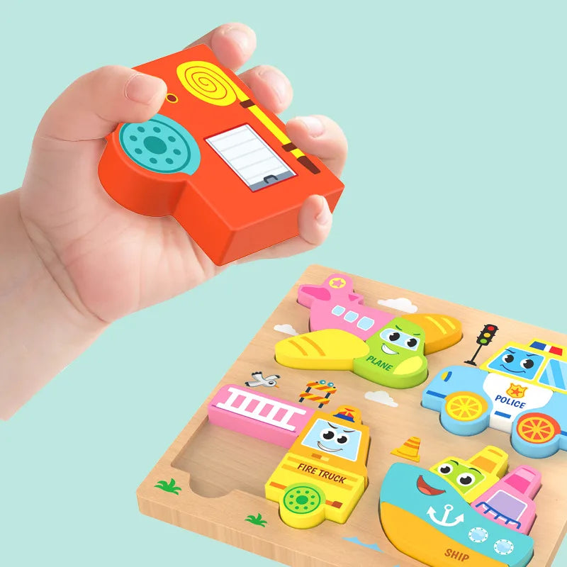 Mengshi Early Education Wooden Puzzle Baby Children Handmade Animal Shaped Gift Toy Educational Plaything For Toddler Kids