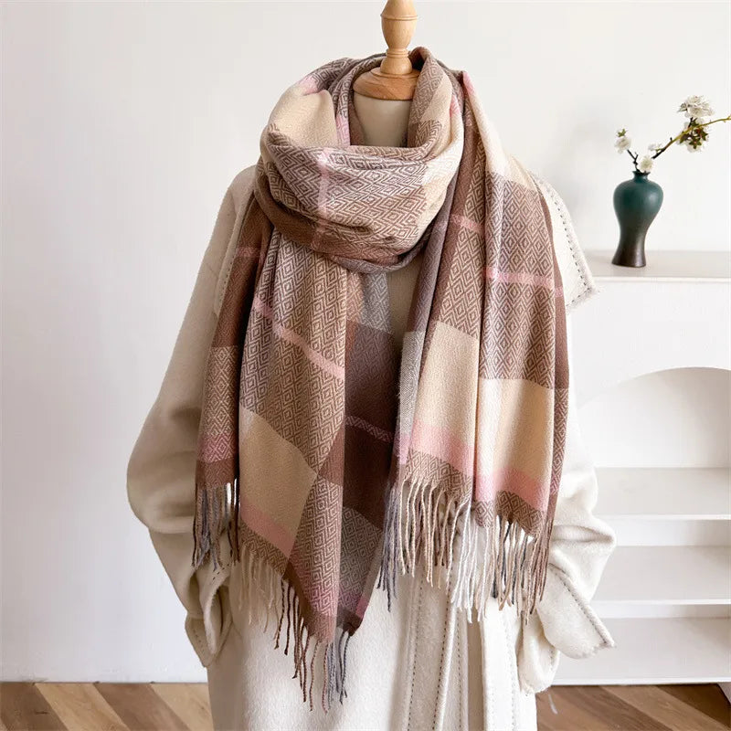 Unisex Casual Elegant Lattice Polyester Scarf