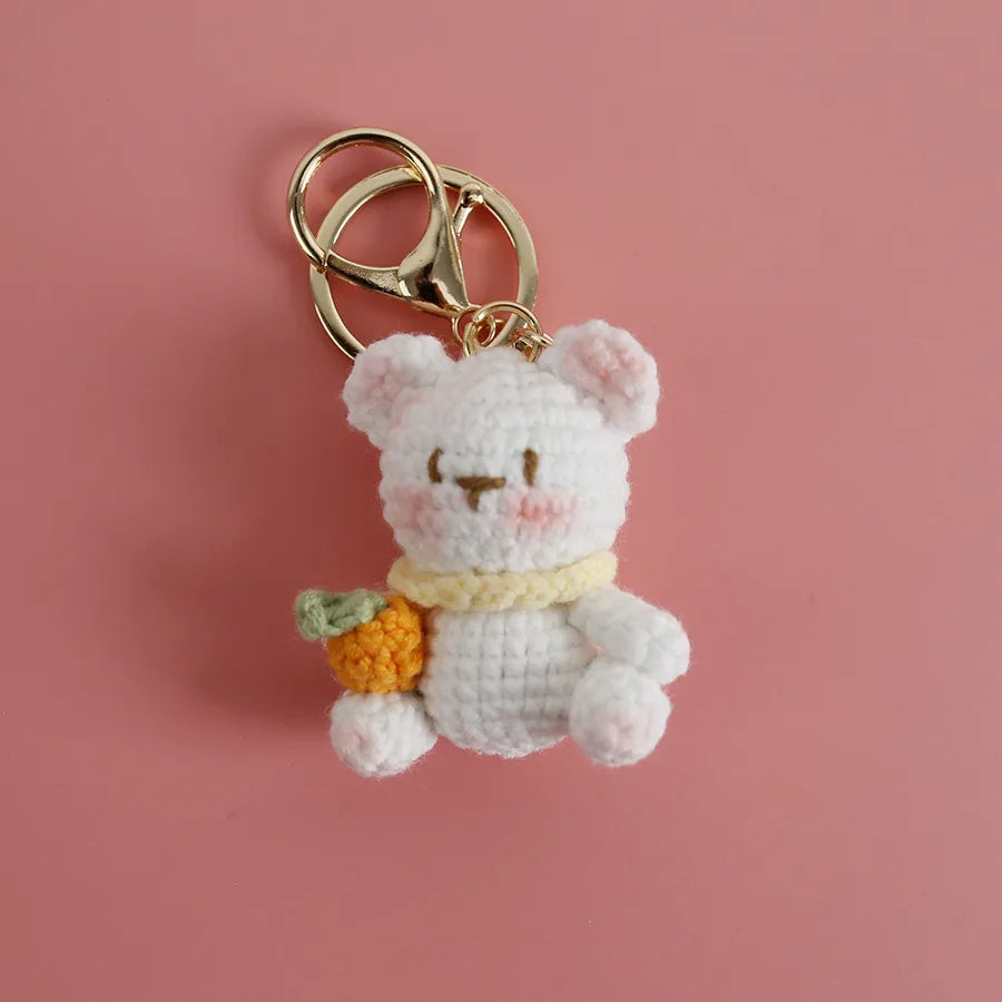 1 Piece Cute Bear yarn Knitting Women's Lobster Trigger Clasp Closure Keychain