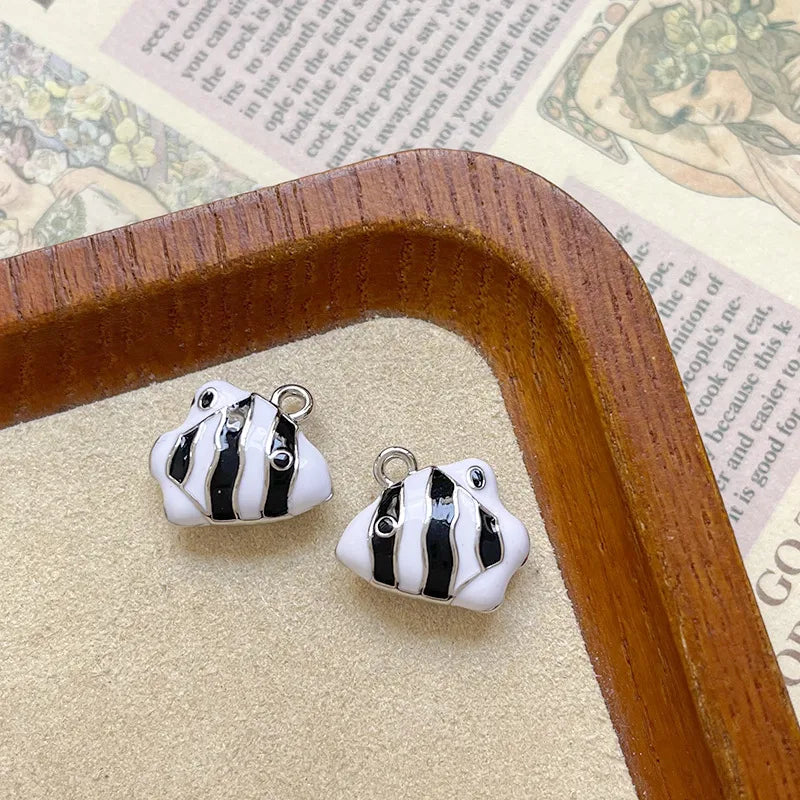 Ocean Tropical Striped Color Block Small Fish Pendant Alloy Enamel DIY Handmade Small Charms Beaded Jewelry