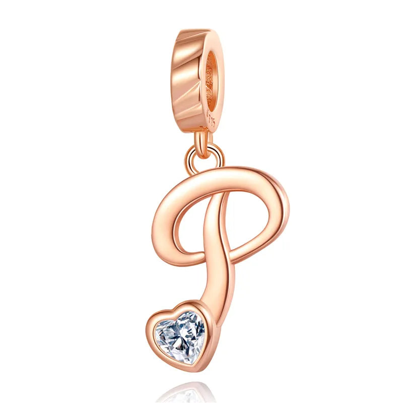 Ornament Letter Pendant S925 White Copper Rose Gold Necklace Pendant Diy Bracelet Charm Cross-Border Hot Sale Accessories