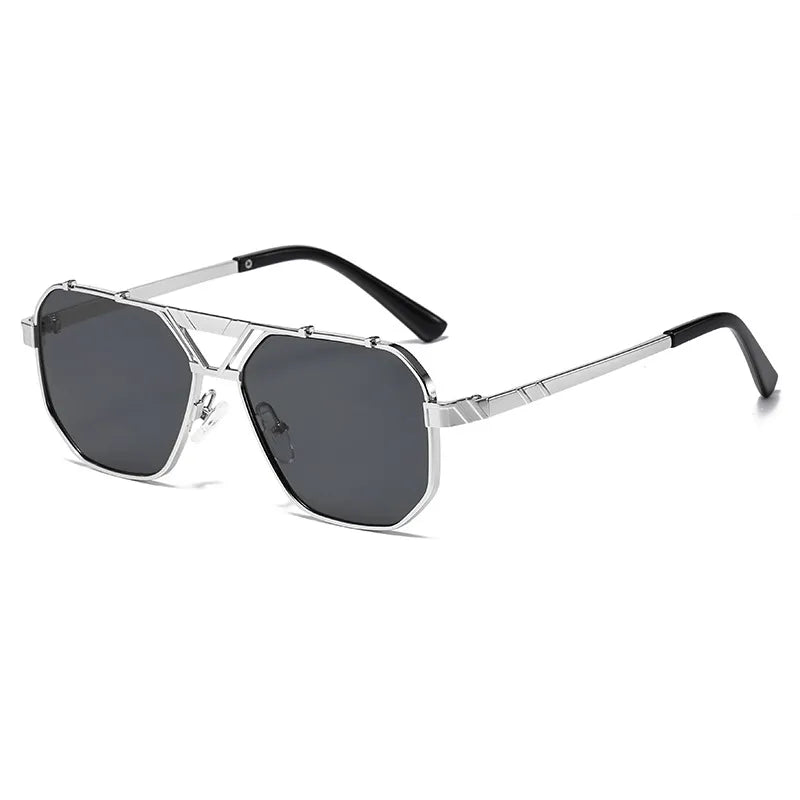 Personality Punk Street Geometric Ac Oval Frame Full Frame Women's Sunglasses