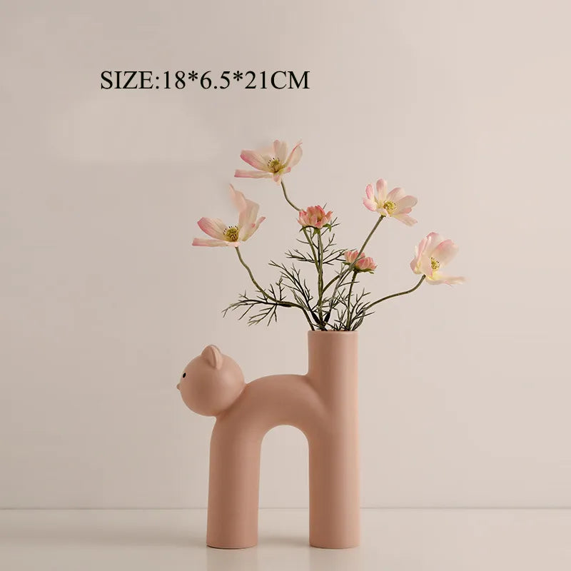 classic style cat ceramics vase
