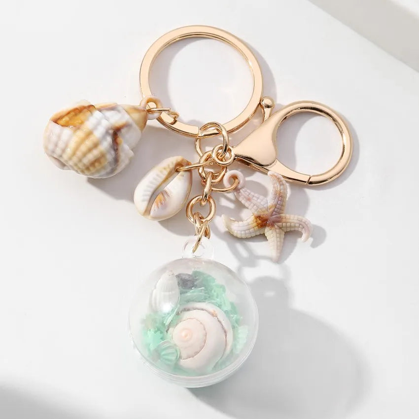 Marine Style Starfish Conch Arylic Unisex Bag Pendant Keychain