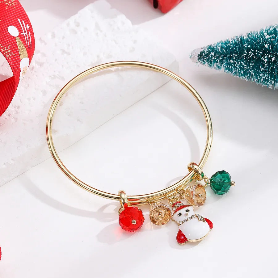 Casual Christmas Streetwear Christmas Tree Santa Claus Crystal Alloy Bangles Christmas Wholesale