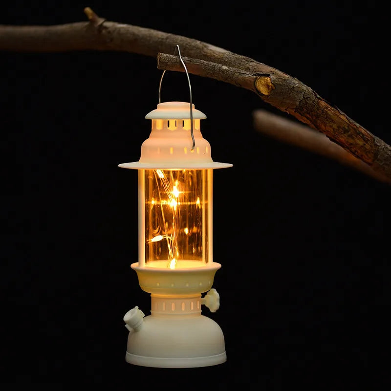 Antique Style LED Palace Lamp Night Light Outdoor Camping Decorative Lamp Geometric Stereo Pattern Glass European Style