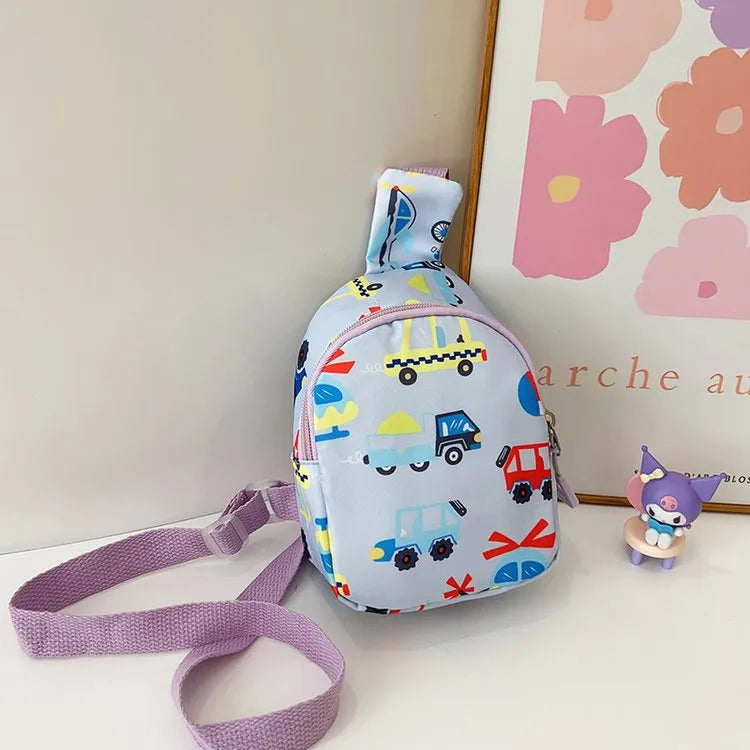 Kid'S Nylon Car Cute Streetwear Oval Zipper Fanny Pack