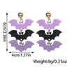 Dark Gothic Style Acrylic Bat Earrings Women's Halloween Series Purple Black Color Ear Jewelry Fashionable Casual Sporty