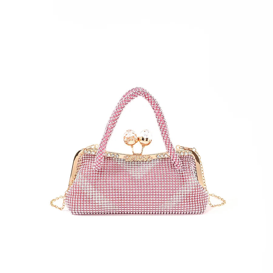 Gold Pink Black Aluminum Solid Color Square Evening Bags