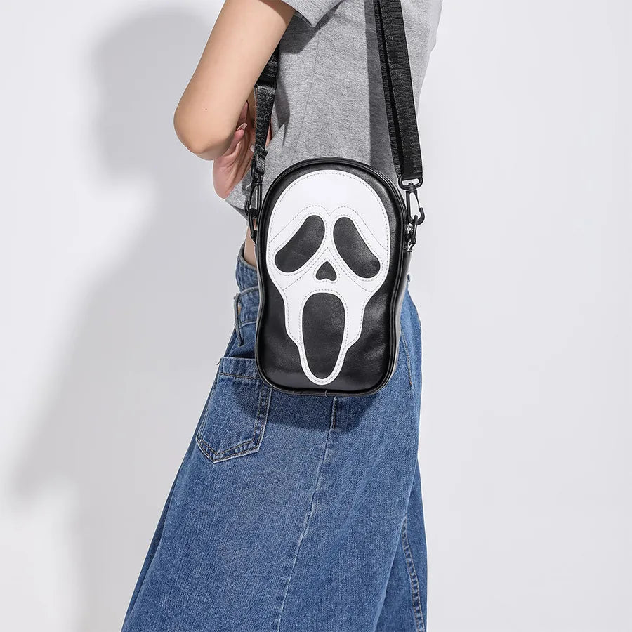 Halloween Women's Pu Leather Ghost Punk Zipper Square Bag