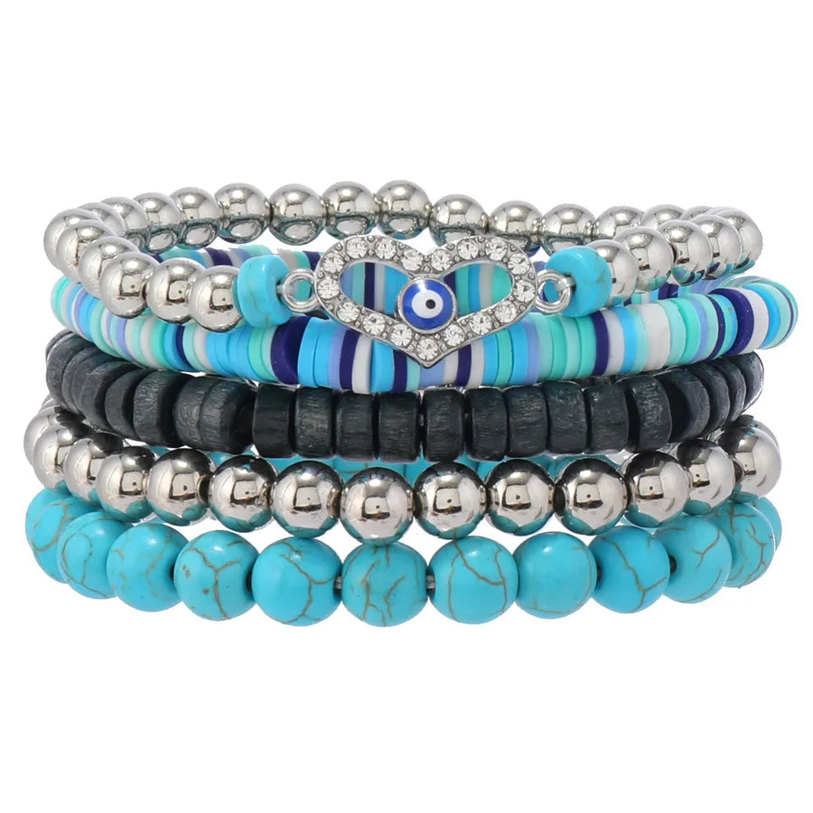Retro Round Wood Beaded Men's Bracelets