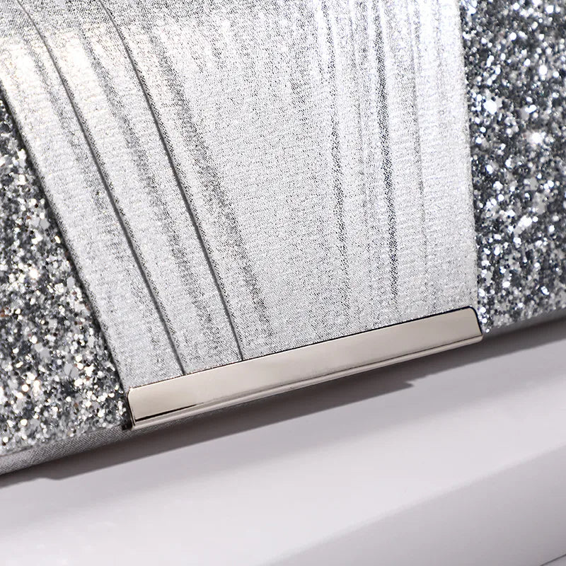 grey champagne polyester square square evening bags