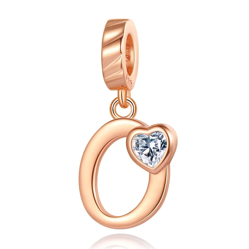 Ornament Letter Pendant S925 White Copper Rose Gold Necklace Pendant Diy Bracelet Charm Cross-Border Hot Sale Accessories
