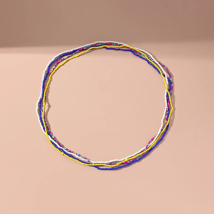 simple style round glass beaded women's waist chain