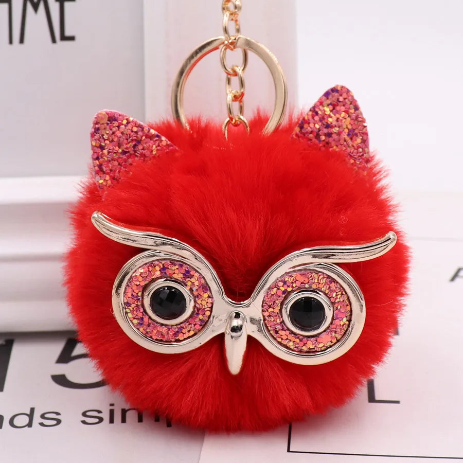 cute owl alloy plush unisex bag pendant keychain 1 piece