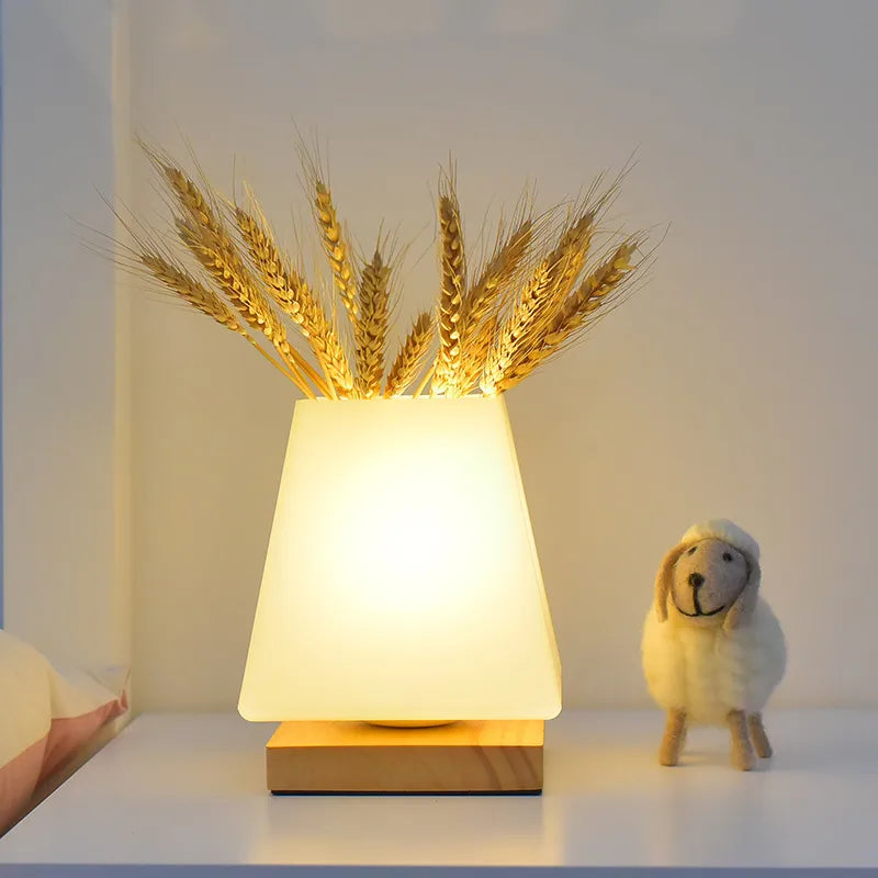 Nordic Decorative Glass Vase Table Lamp Bedroom Creative Simple Warm Night Light Atmosphere Bedside Lamp Japanese Wabi-Sabi
