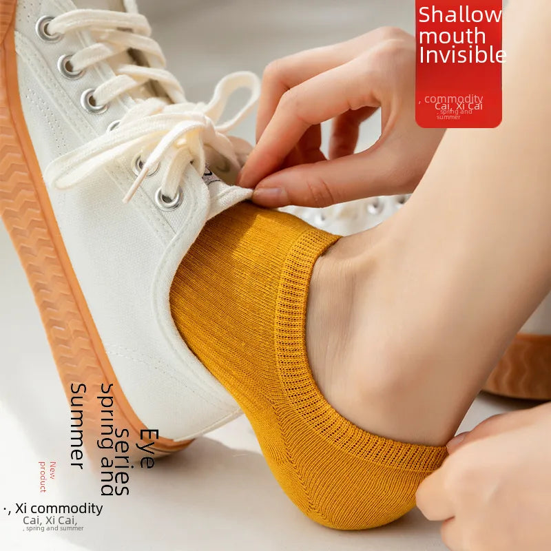 Zhuji socks ladies boat Socks summer shallow mouth invisible spring and autumn cotton non-slip with summer thin short socks women
