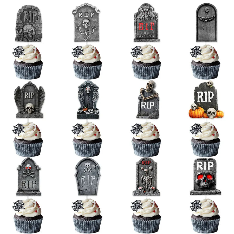 New Halloween Decoration Props Terror Party Flags Cake Paper Cups Graveyard Flag Banners Party Supplies Accessories