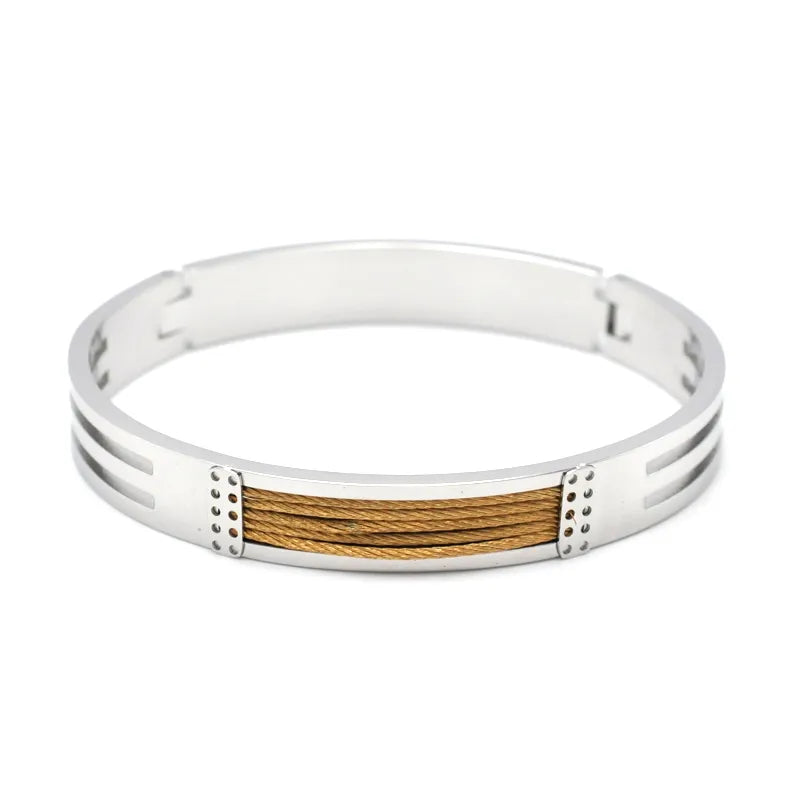 Roman Style British Style Geometric Titanium Steel Men's Bangle Men Cuff & Bangle
