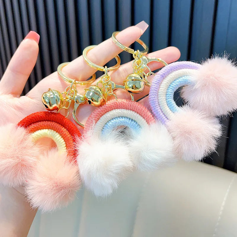 Cute Clouds Rainbow Cotton Unisex Bag Pendant Keychain