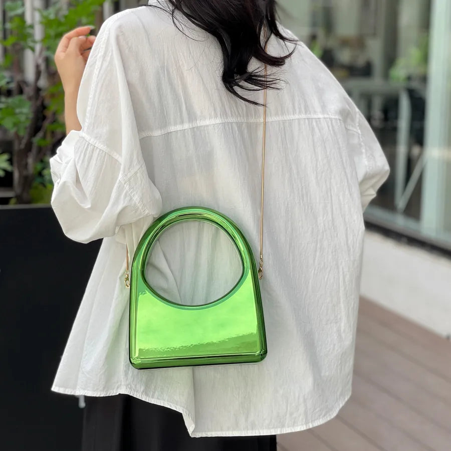 Women's Medium Arylic Solid Color Elegant Square Lock clasp Crossbody Bag