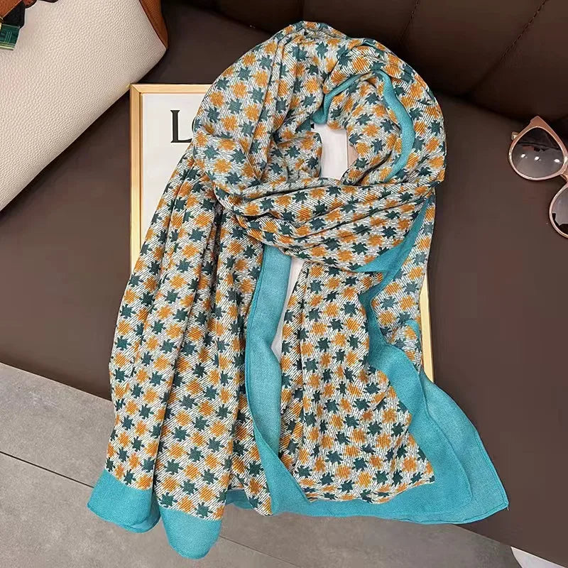 women's fashion star heart shape cotton and linen printing cotton linen scarves
