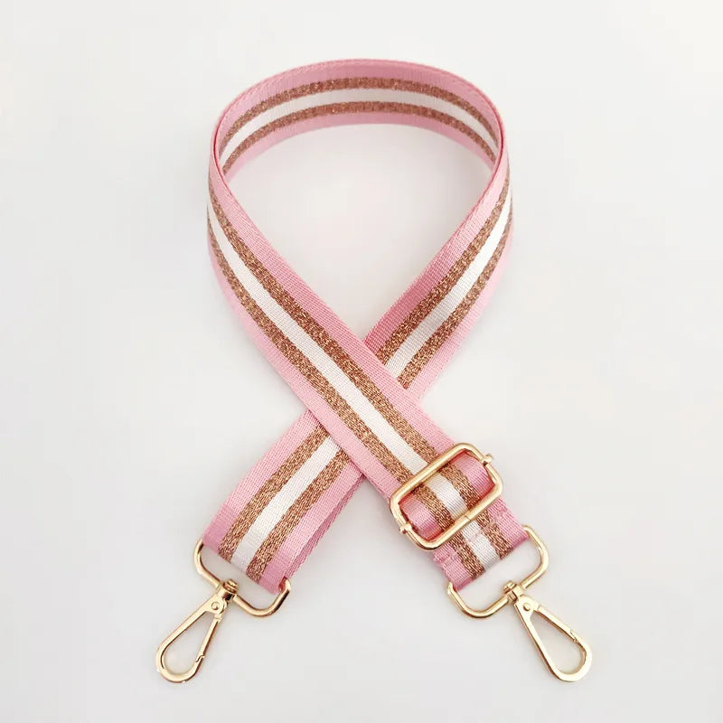 new colorful nylon wide shoulder strap bright gold thread purse accessories strap adjustable shoulder crossbody replacement long strap
