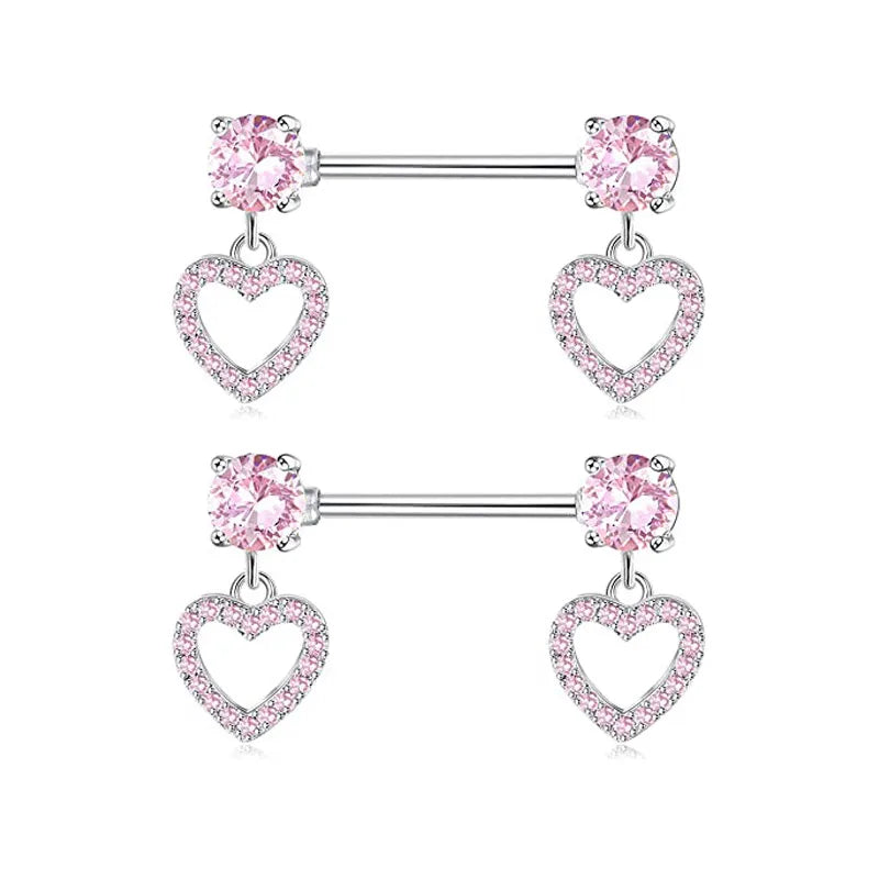1 Pair Nipple Rings & Studs Simple Style Solid Color 304 Stainless Steel Inlay Zircon Nipple Rings & Studs