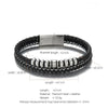 Simple Style Solid Color Stainless Steel Pu Leather Silver Plated Men's Bracelets