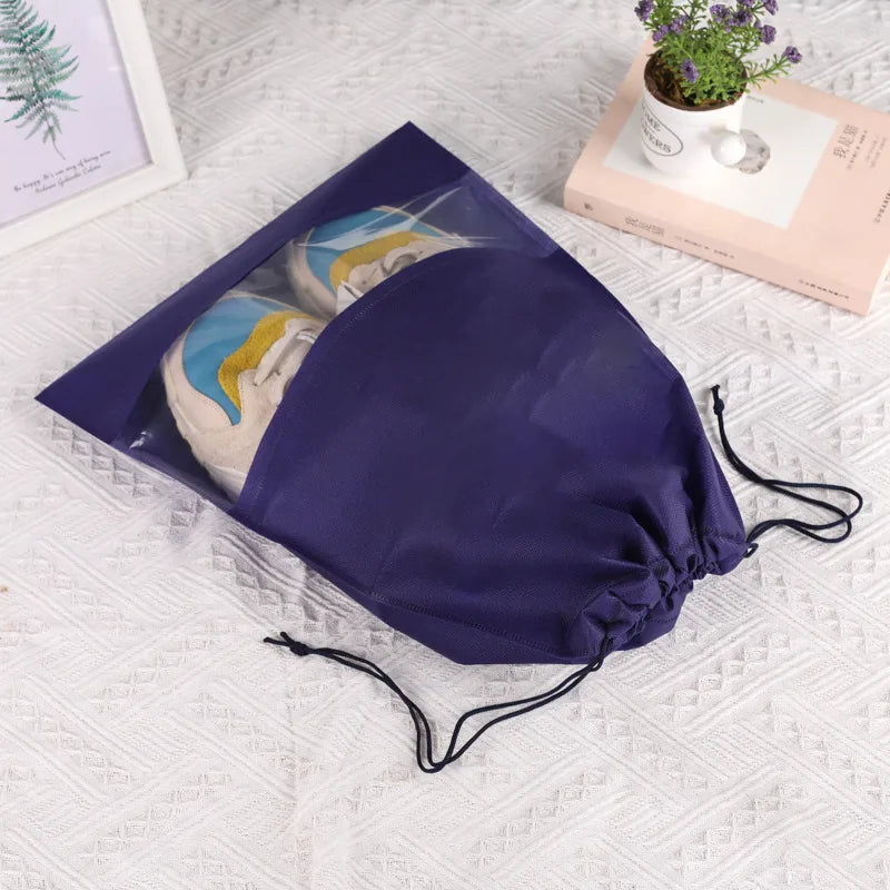 Spot Non-woven Shoe Bag Travel Dustproof Bundle Pocket Clothes Shoes Storage Bag Seasonal Shoes Drawstring Bag Household