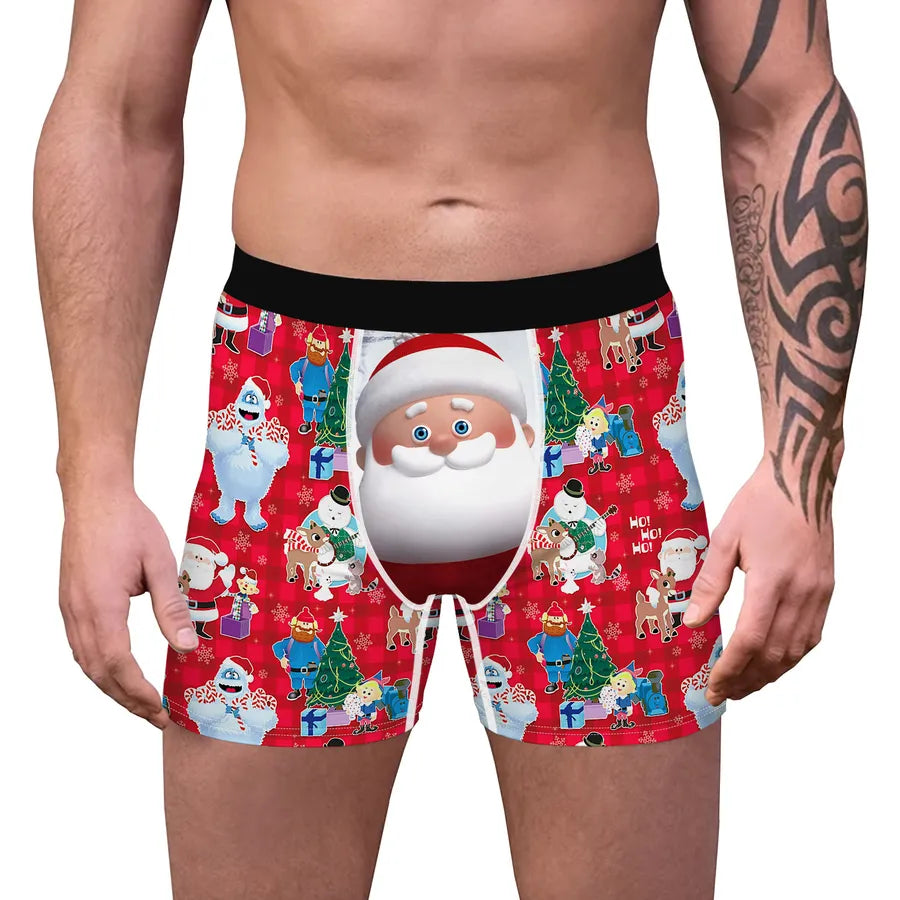 Spot wholesale Christmas digital printing men's sexy underwear comfortable breathable boxers stretch shaped pants
