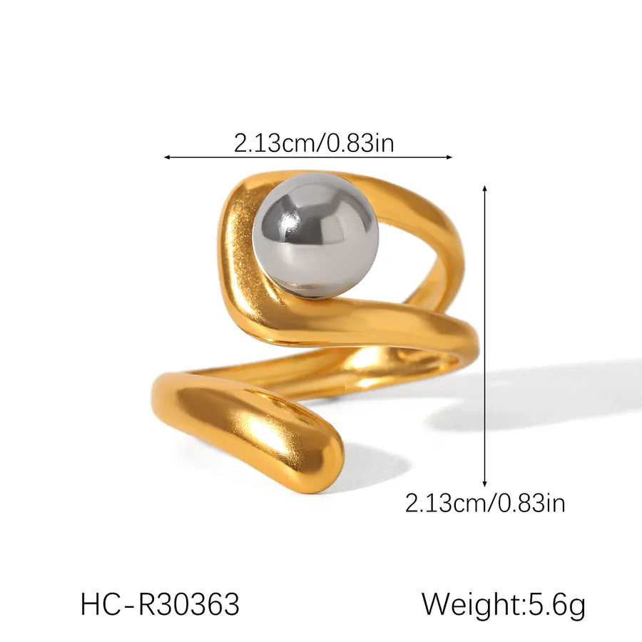 Wholesale Jewelry Casual Hip-Hop Classic Style Lines 304 Stainless Steel 18K Gold Plated Rings