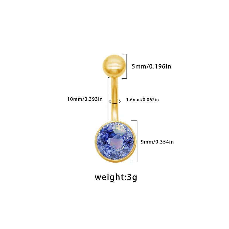 1 Piece Belly Rings Simple Style Classic Style Solid Color 316 Stainless Steel  Plating Acrylic 18K Gold Plated
