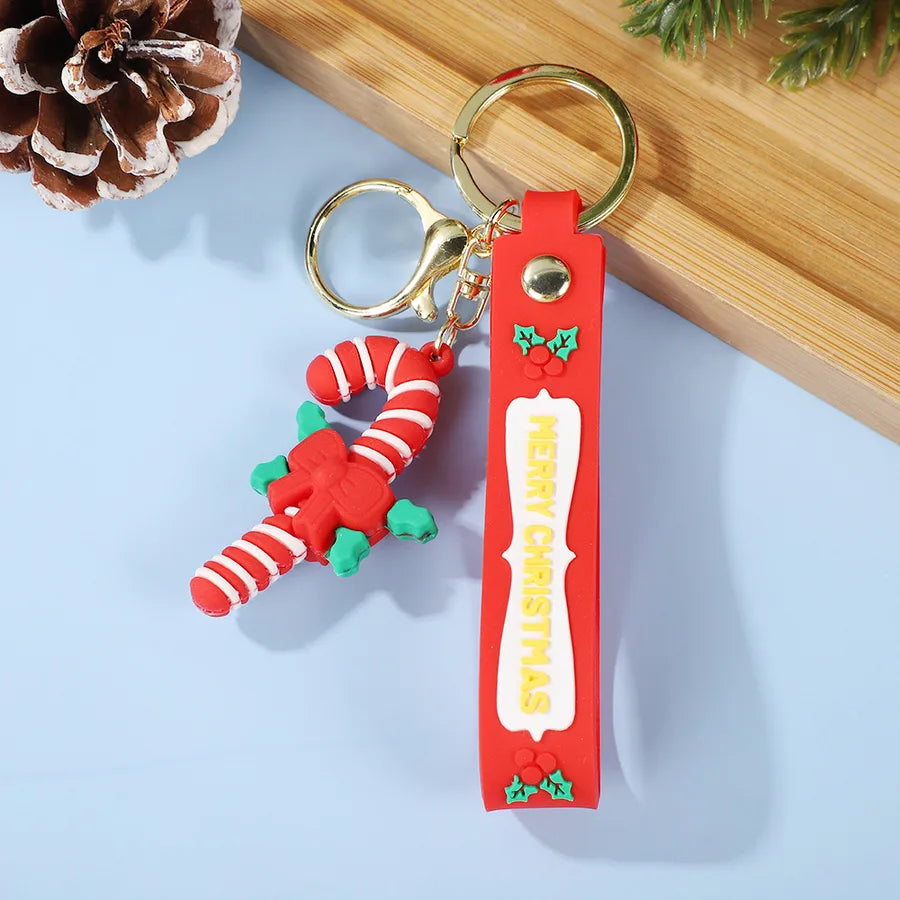 Cute Santa Claus PVC Flexible Glue Keychain Pendant Cartoon Snowman Toy Bag Bag Charm Holiday Small Gift