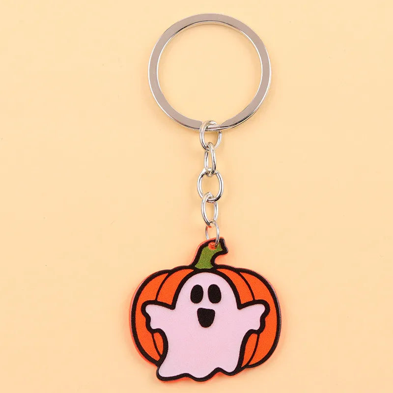 Cartoon Acrylic Keychain Color Block Spider Bat Design Cute Style Personality Hanging Ornament Accessories Halloween Series