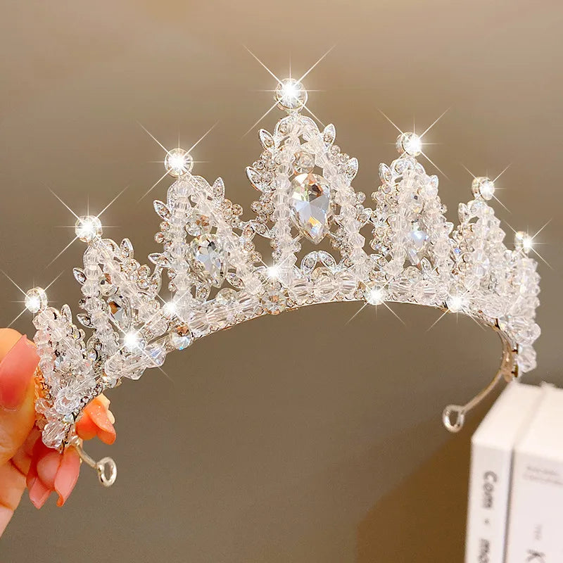 cute crown artificial crystal inlay artificial gemstones crown 1 piece