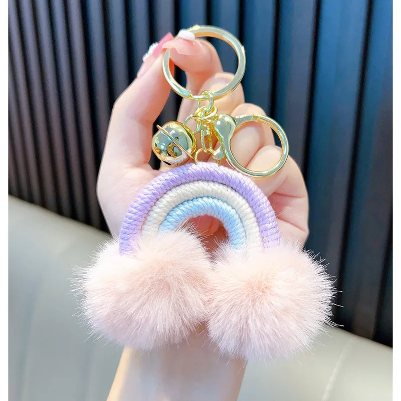 Cute Clouds Rainbow Cotton Unisex Bag Pendant Keychain