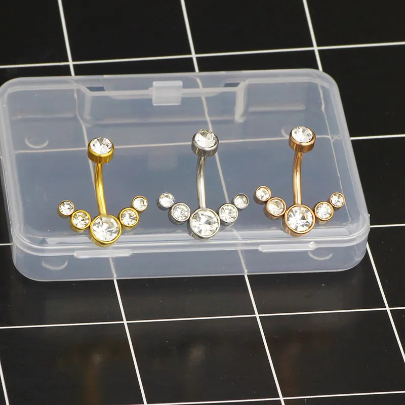 1 Piece Belly Rings Simple Style Classic Style Solid Color 304 Stainless Steel Inlay Zircon Belly Rings