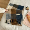 Women's Sweet Plaid Imitation cashmere Tassel Scarf