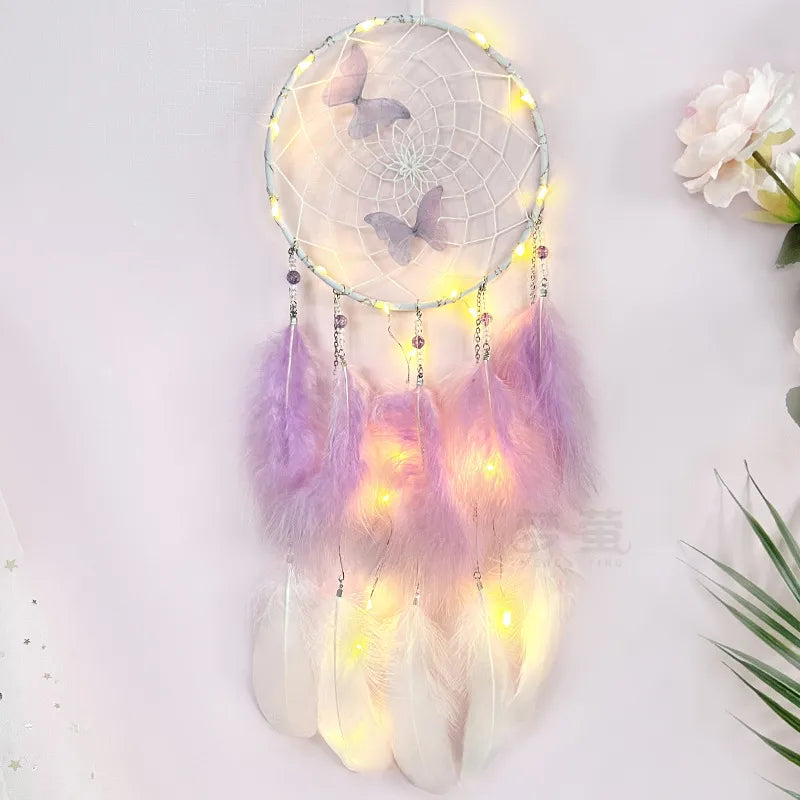 Simple Style Solid Color Butterfly Mostacilla Feather Iron Dreamcatcher Wall Art