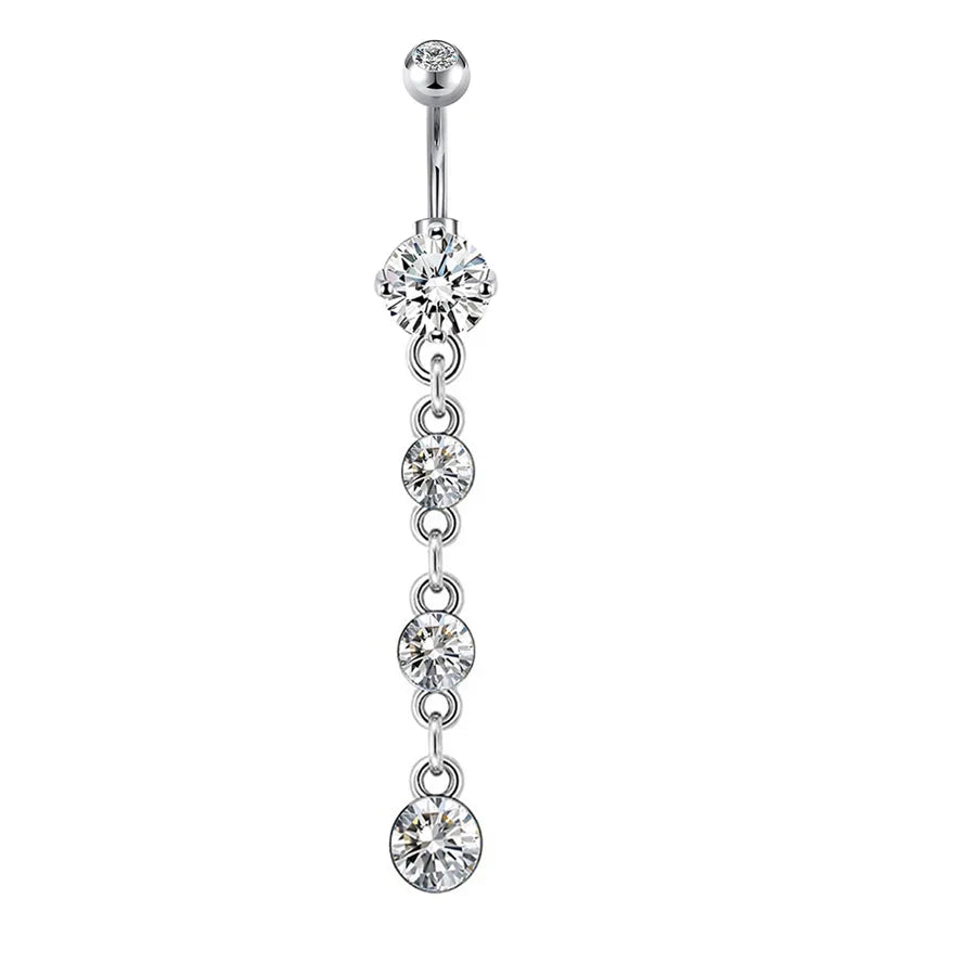 1 Piece Belly Rings Simple Style Classic Style Solid Color 304 Stainless Steel Inlay Zircon Belly Rings
