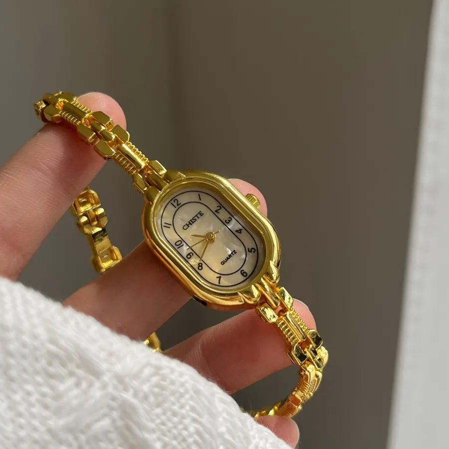Casual Simple Style Commute Oval Jewelry Buckle Quartz Watch