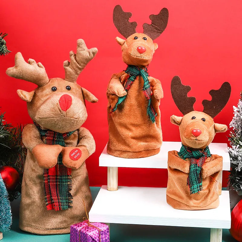 Christmas Cartoon Style Pastoral Elk Plastic Holiday Festival Ornaments