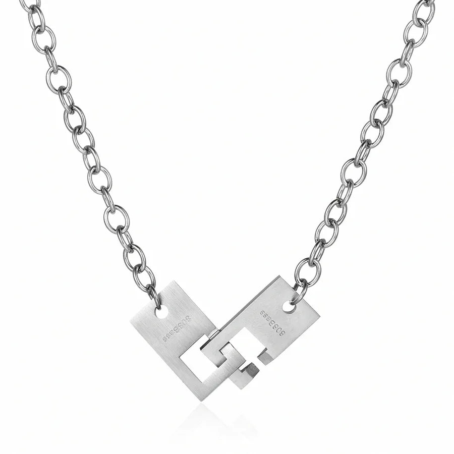 Hip-Hop Solid Color 304 Stainless Steel Patchwork 18K Gold Plated Men's Pendant Necklace
