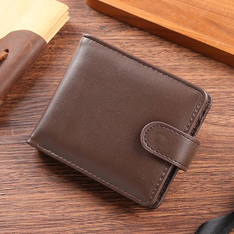 Men's Solid Color Pu Leather Open Small Wallets