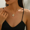 Wholesale Jewelry Fairy Style Casual Vacation Flower 304 Stainless Steel 18K Gold Plated snake chain Pendant Necklace