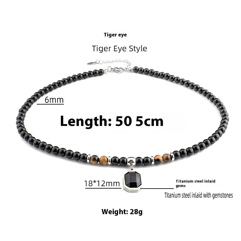 Retro Round Beaded Titanium Steel Men's Necklace Men Pendant Necklaces