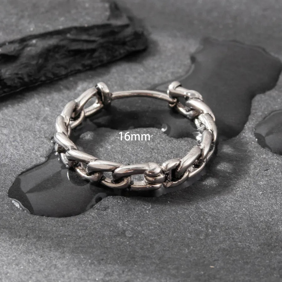 1 Piece Hip-Hop Vintage Style chain 316 Stainless Steel  Hoop Earrings