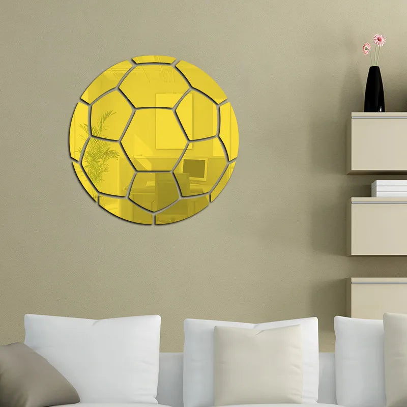 hot sale acrylic football mirror self-adhesive decorative wall stickers bedroom living room sofa background stickers