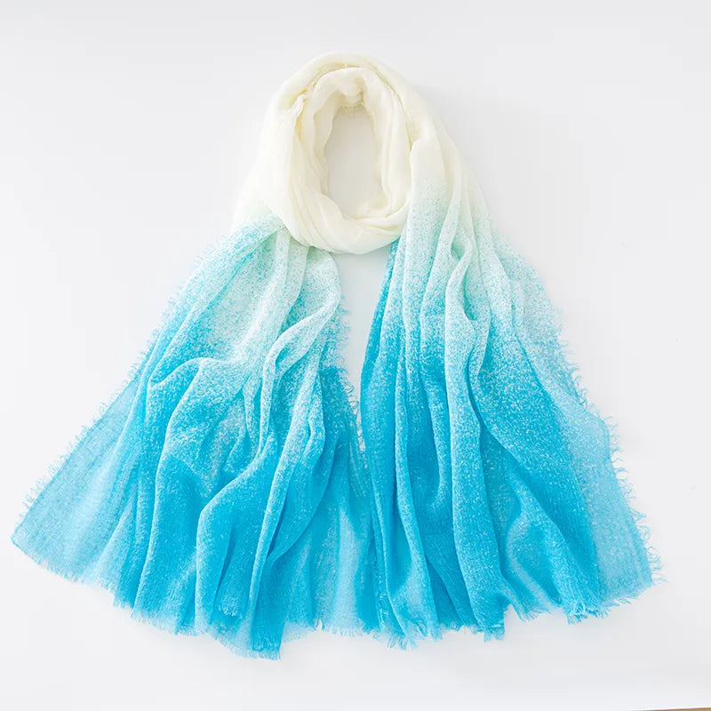 Unisex Casual Elegant Gradient Color Rayon Cotton Polyester Scarf